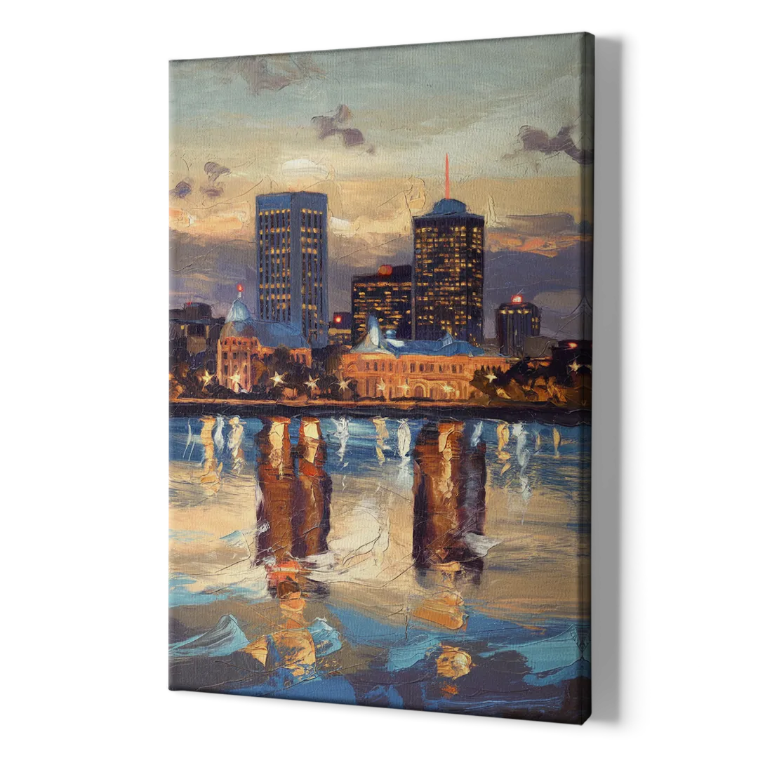 Providence Cityscape Reflection Mirror - Canvas Print Art Sides