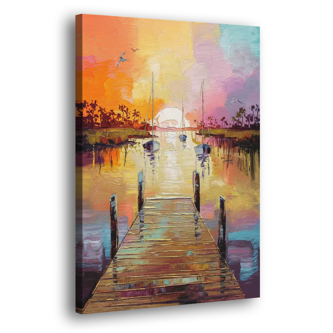Charleston Harbor at Sunset - Canvas Print Art Sides