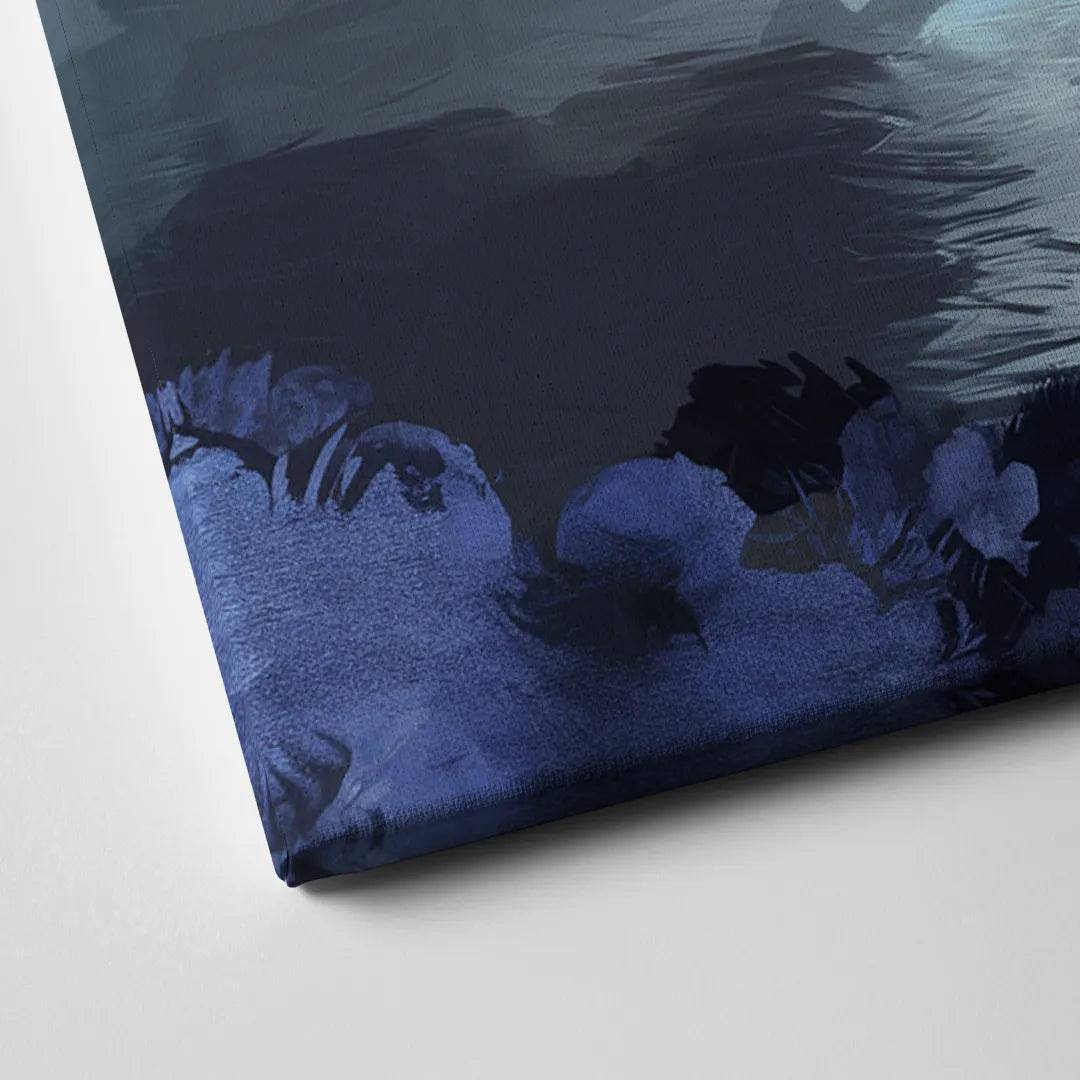 New York City Skyline in Blue Tones Hudson Canvas Close Up