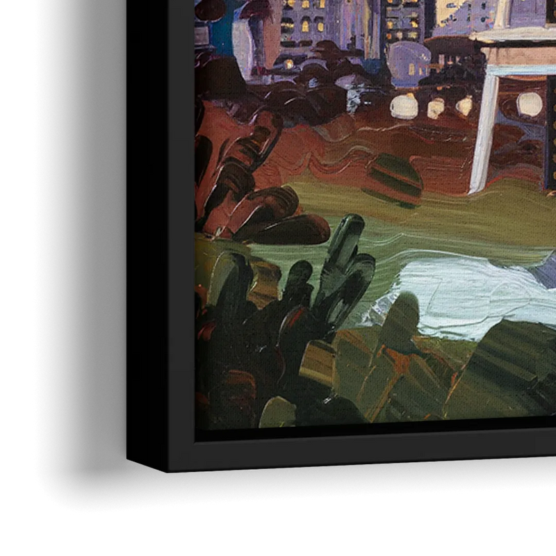 Seattle Skyline from Kerry Park - Close-Up Black Frame Canvas