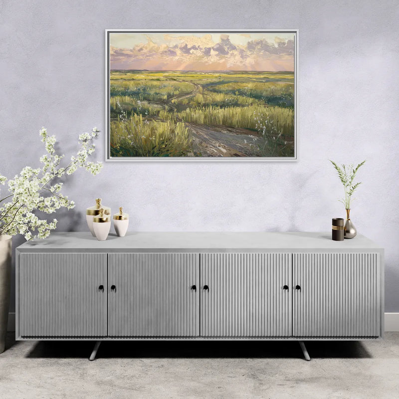 Lubbock Prairie Landscape - Living Room White Frame Canvas