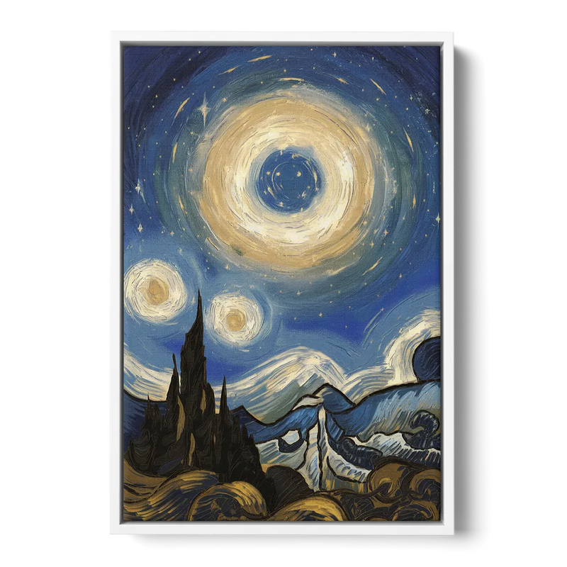 Corona Nightscape Glow - White Frame Canvas