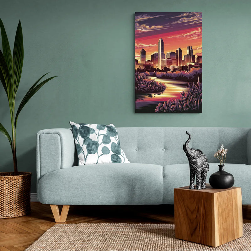 Austin Skyline Sunset - Canvas Wall Art Living Room