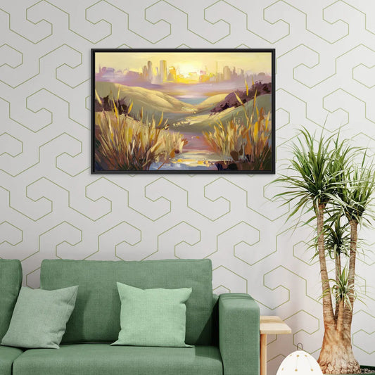 San Jose Scenic Sunset - Living Room Black Frame Canvas
