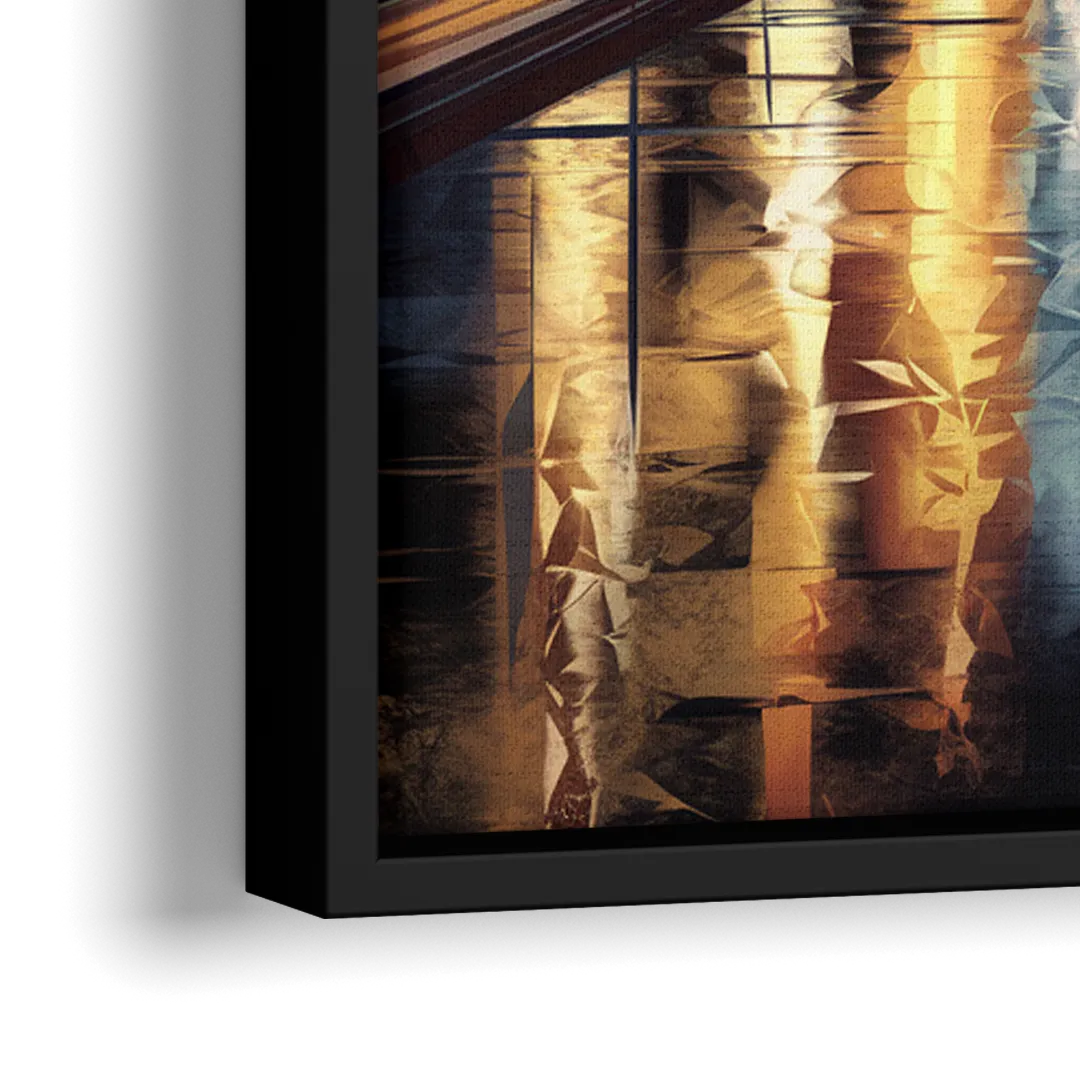 Oklahoma City Night Lights - Close-Up Black Frame Canvas