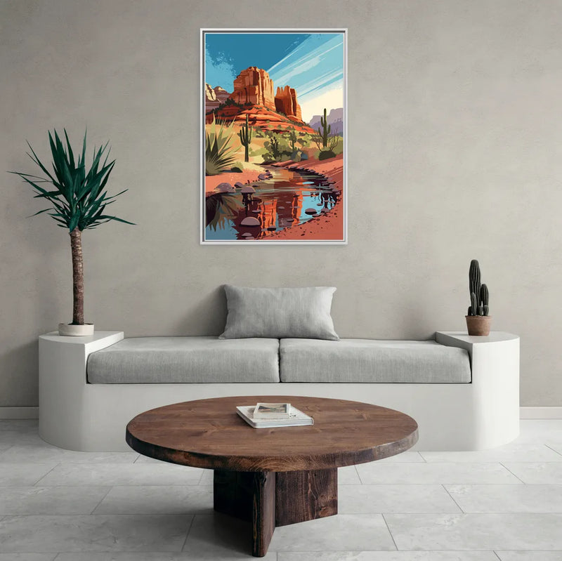 Sedona Cathedral Rock Views - Living Room White Frame Canvas