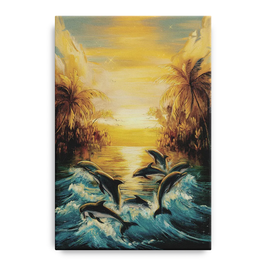 Myrtle Beach Dolphin Horizon - Canvas Wall Art