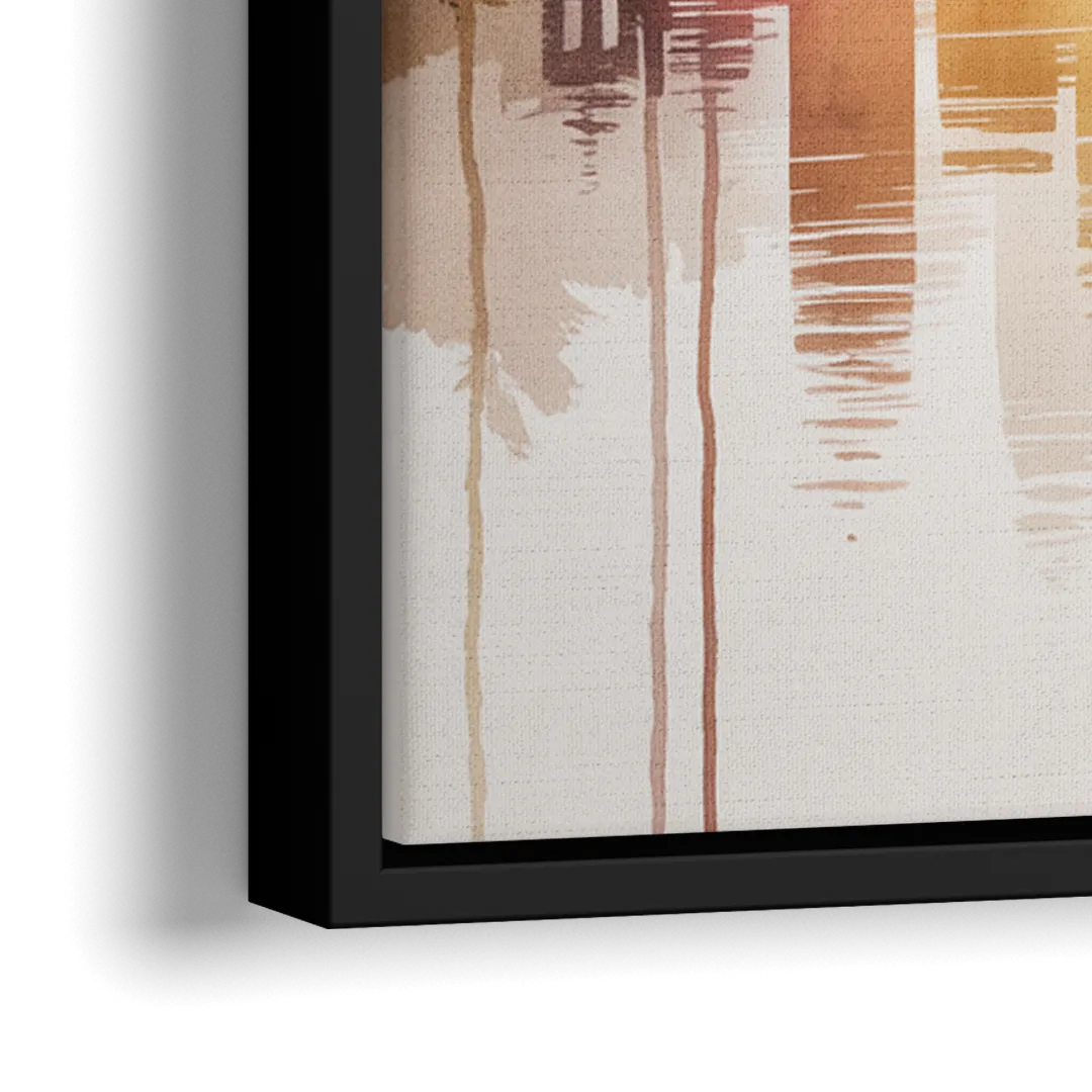 Quebec City Skyline - Close-Up Black Frame Canvas