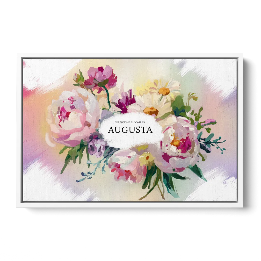 Augusta Springtime Blooms - White Frame Canvas