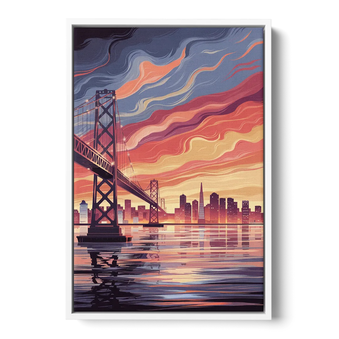 San Francisco Skyline at Sunset - White Frame Canvas