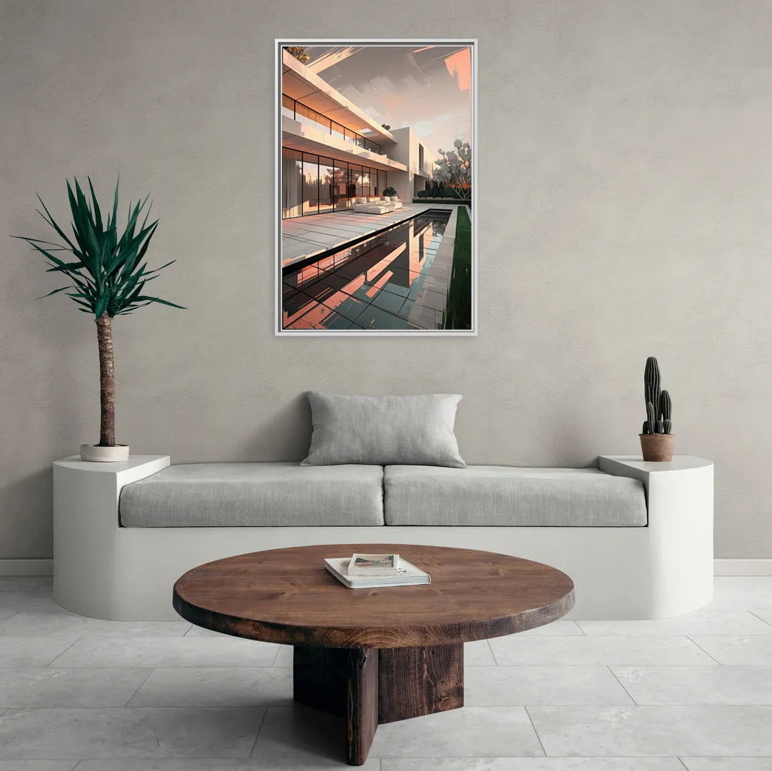 Plano Modern Architecture - Living Room White Frame Canvas