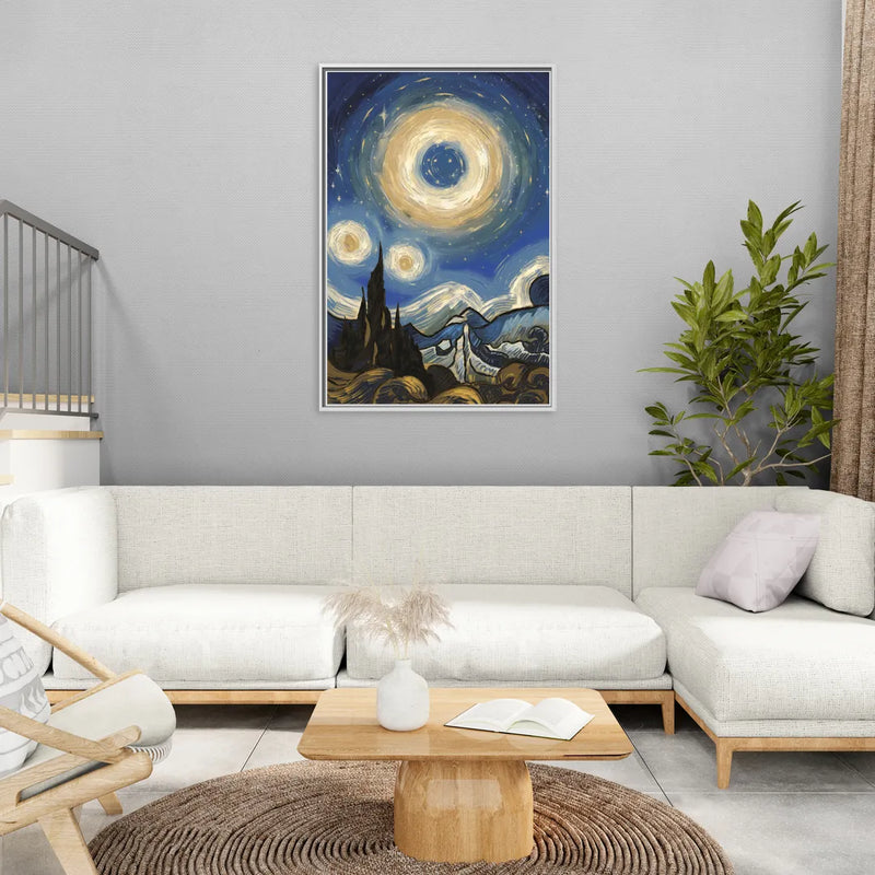Corona Nightscape Glow - Living Room White Frame Canvas