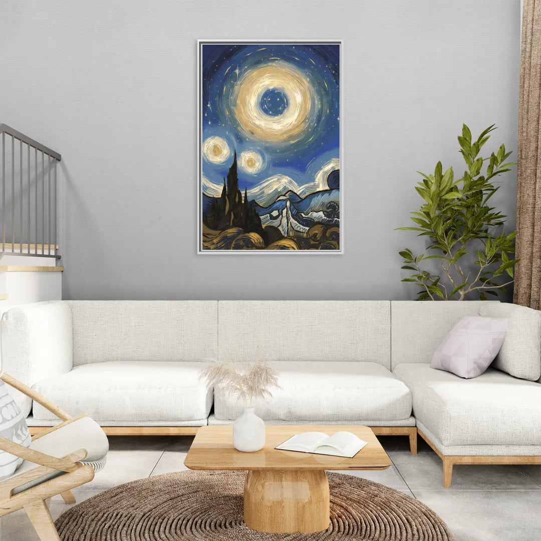 Corona Nightscape Glow - Living Room White Frame Canvas