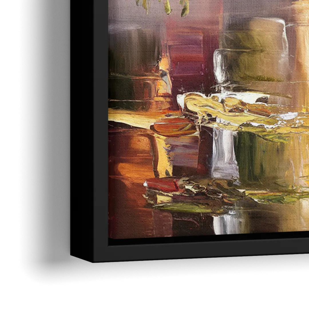 New Hope Covered Bridge Scene - Close-Up Black Frame Canvas
