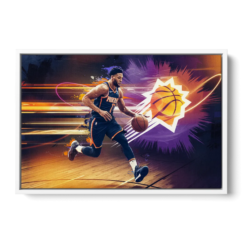 Phoenix Suns Basketball Spirit - White Frame Canvas