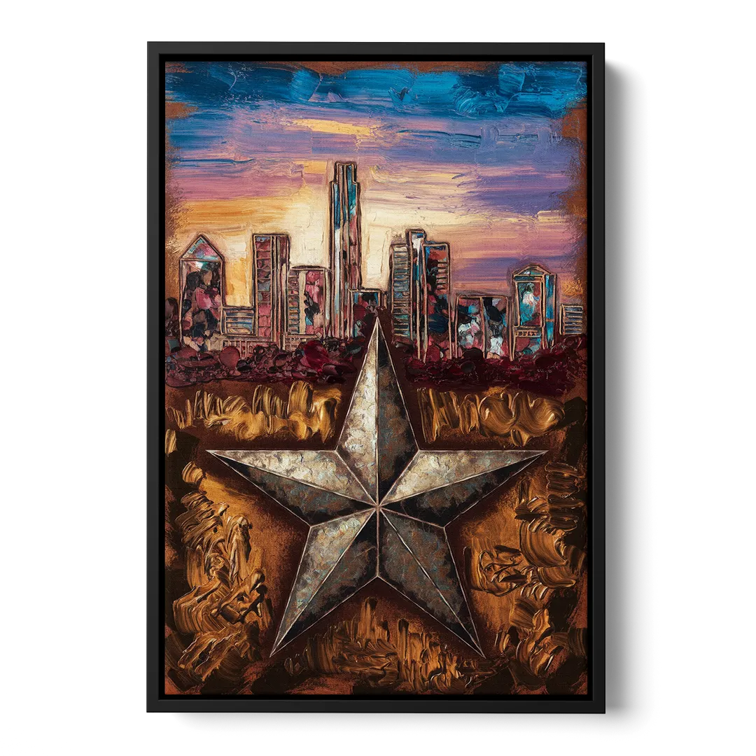 Austin Texas Stars - Black Frame Canvas