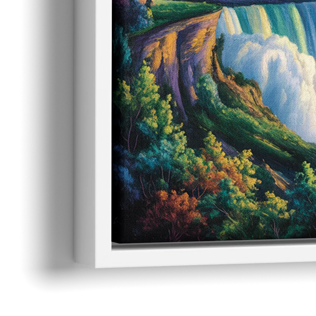 Niagara Night Skyline - Close-Up White Frame Canvas