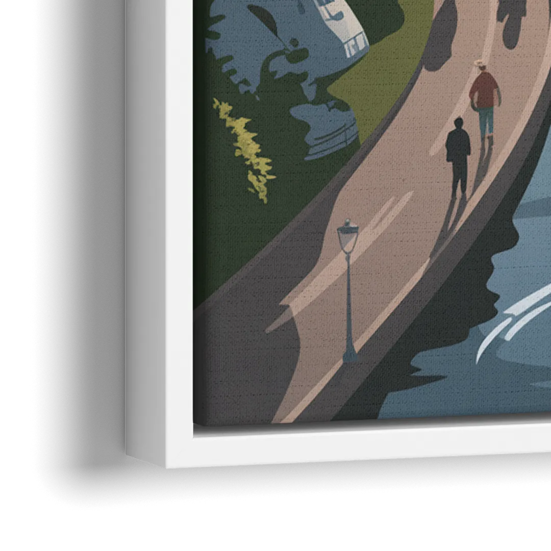 Quebec City Scenic Pathway - Close-Up White Frame Canvas