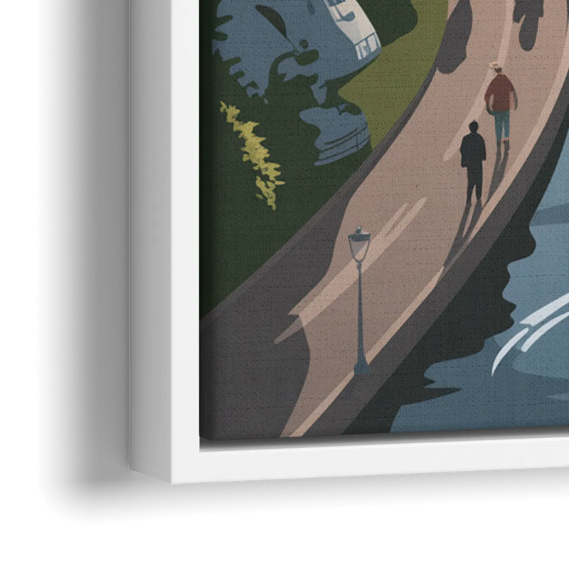 Quebec City Scenic Pathway - Close-Up White Frame Canvas