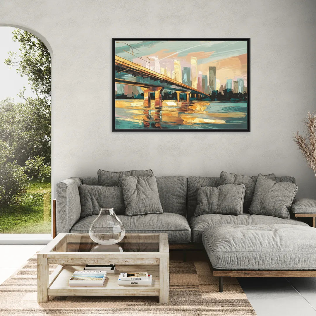 Houston Be Someone Bridge - Living Room Black Frame Canvas