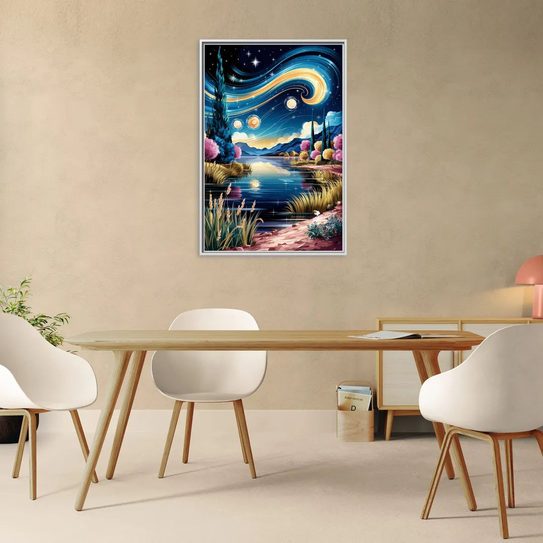 Lubbock Starry Night Sky - Living Room White Frame Canvas