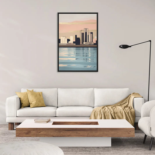 Detroit Riverwalk Serenity - Living Room Black Frame Canvas