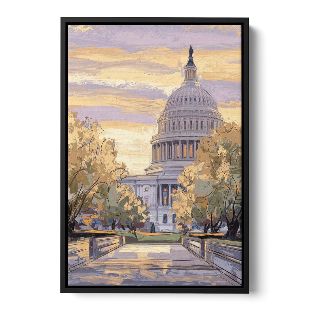 Lincoln Capitol Building - Black Frame Canvas