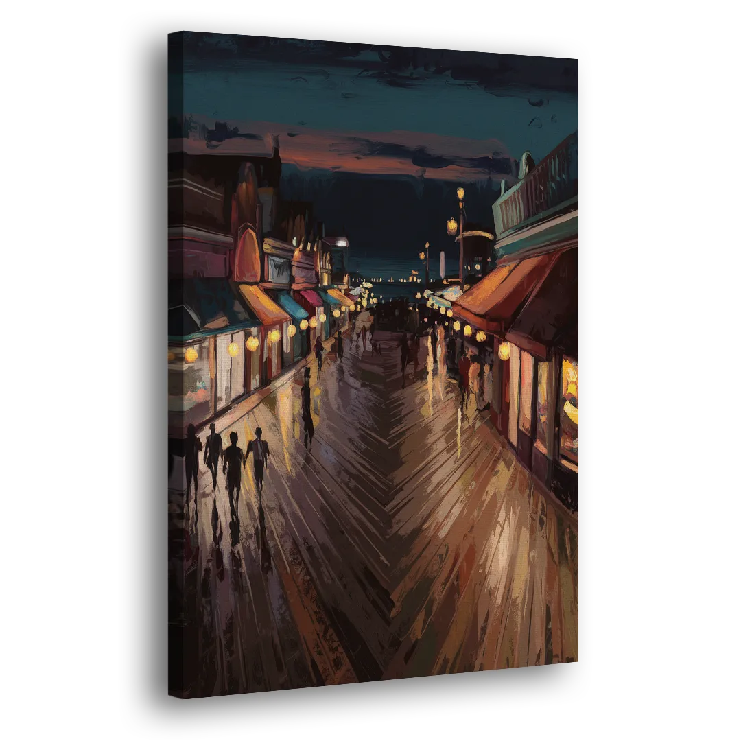Jersey City Boardwalk Scene - Canvas Print Art Sides