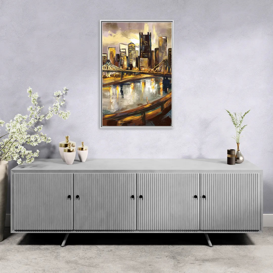 Pittsburgh Steel City Vibes - Living Room White Frame Canvas