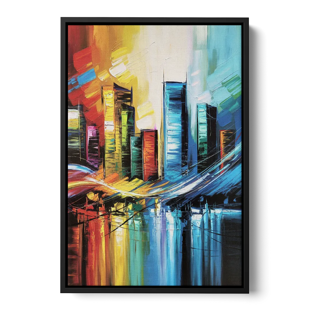 Houston Urban Energy - Black Frame Canvas