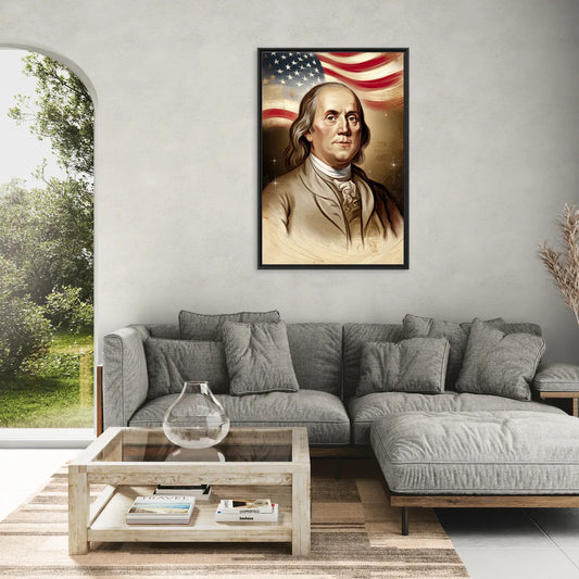 Franklin Patriotic Spirit - Living Room Black Frame Canvas