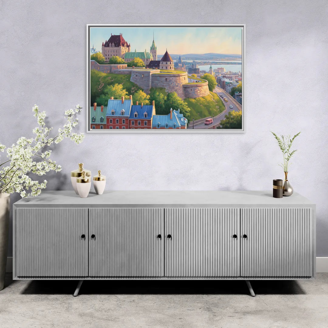 Quebec Fortress Walls - Living Room White Frame Canvas