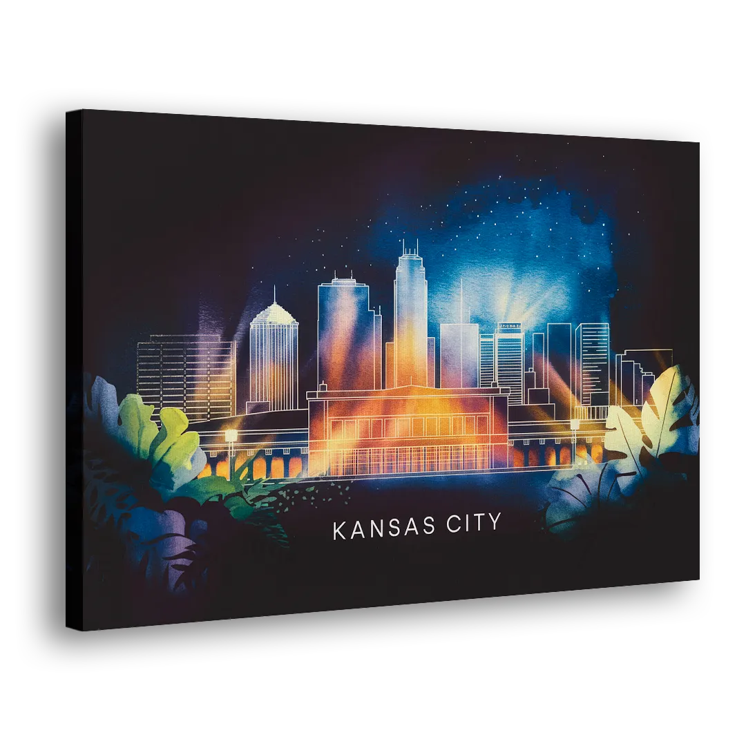 Kansas City Vibrant Downtown - Canvas Print Art Sides