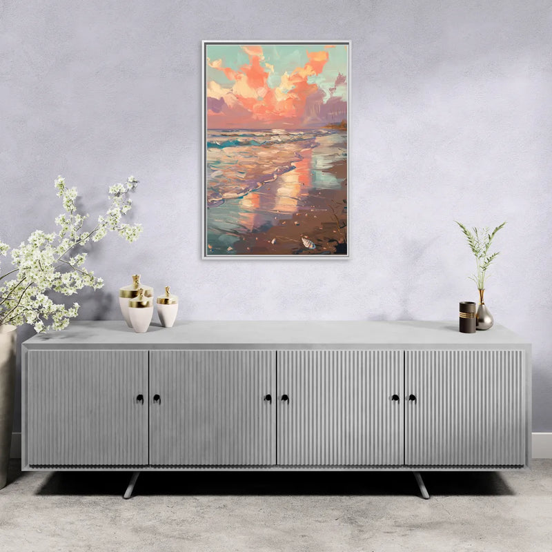 Corpus Christi Coastal Sunrise - Living Room White Frame Canvas