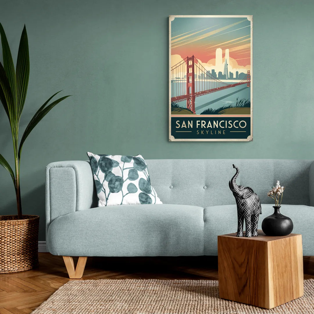 San Francisco Golden Gate Bridge Skyline - Canvas Wall Art Living Room