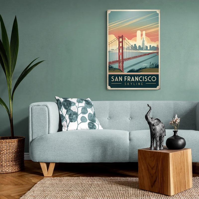 San Francisco Golden Gate Bridge Skyline - Canvas Wall Art Living Room