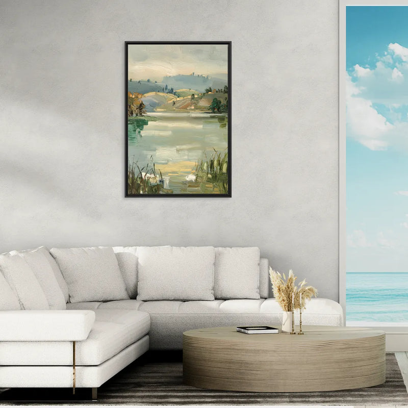 Burlington Peaceful Lakeside - Living Room Black Frame Canvas