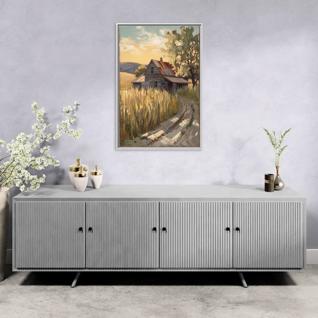 Burlington Rustic Charm - Living Room White Frame Canvas