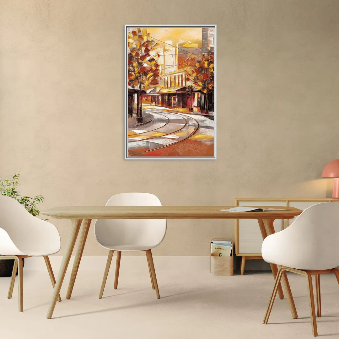 Little Rock River Market View - Living Room White Frame Canvas