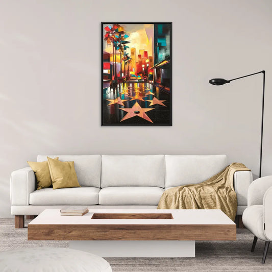 Los Angeles Hollywood Walk of Fame Iconic - Living Room Black Frame Canvas