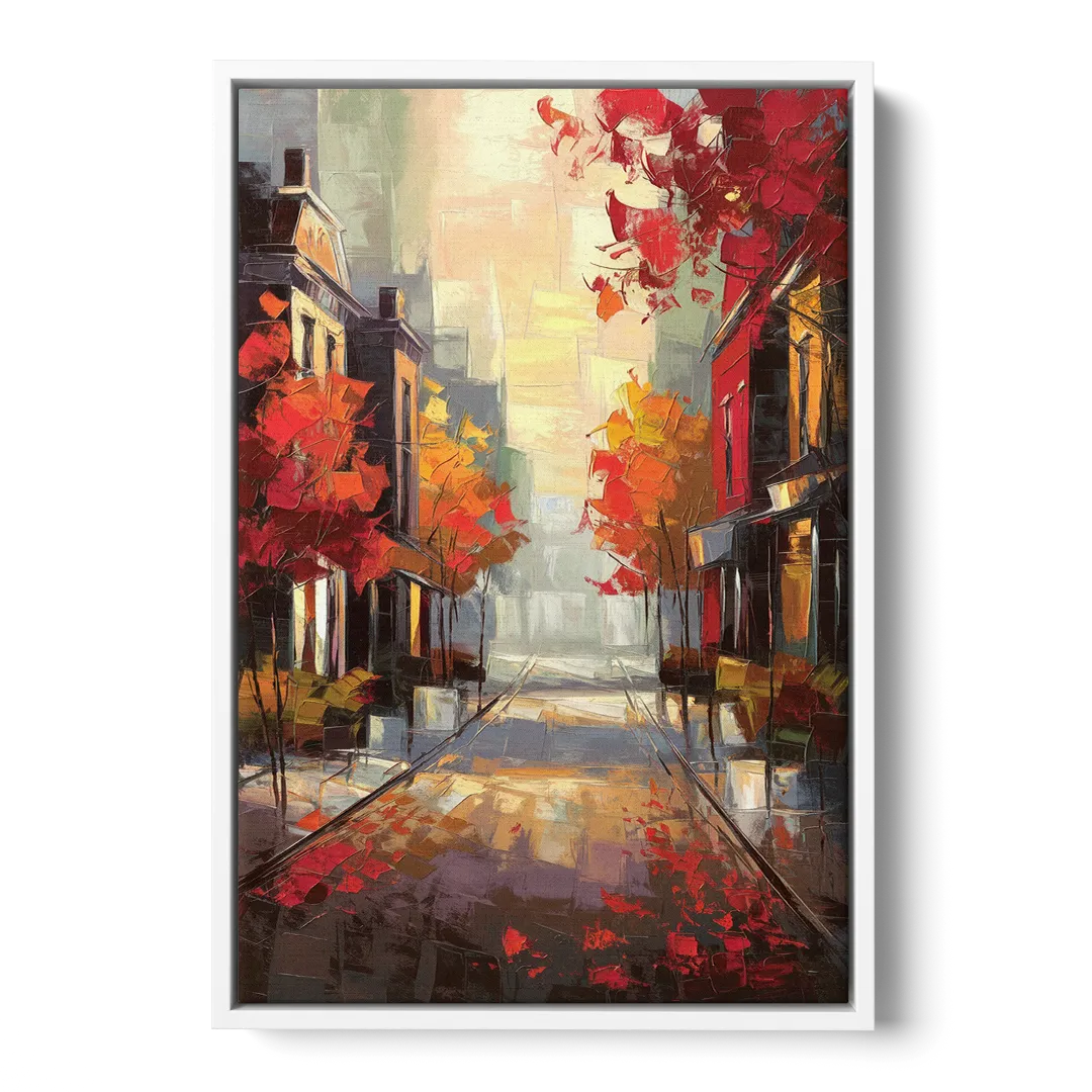 Huntsville Autumn Foliage Charm - White Frame Canvas