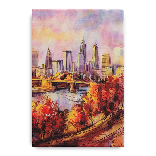 Cleveland Skyline in Autumn - Canvas Wall Art