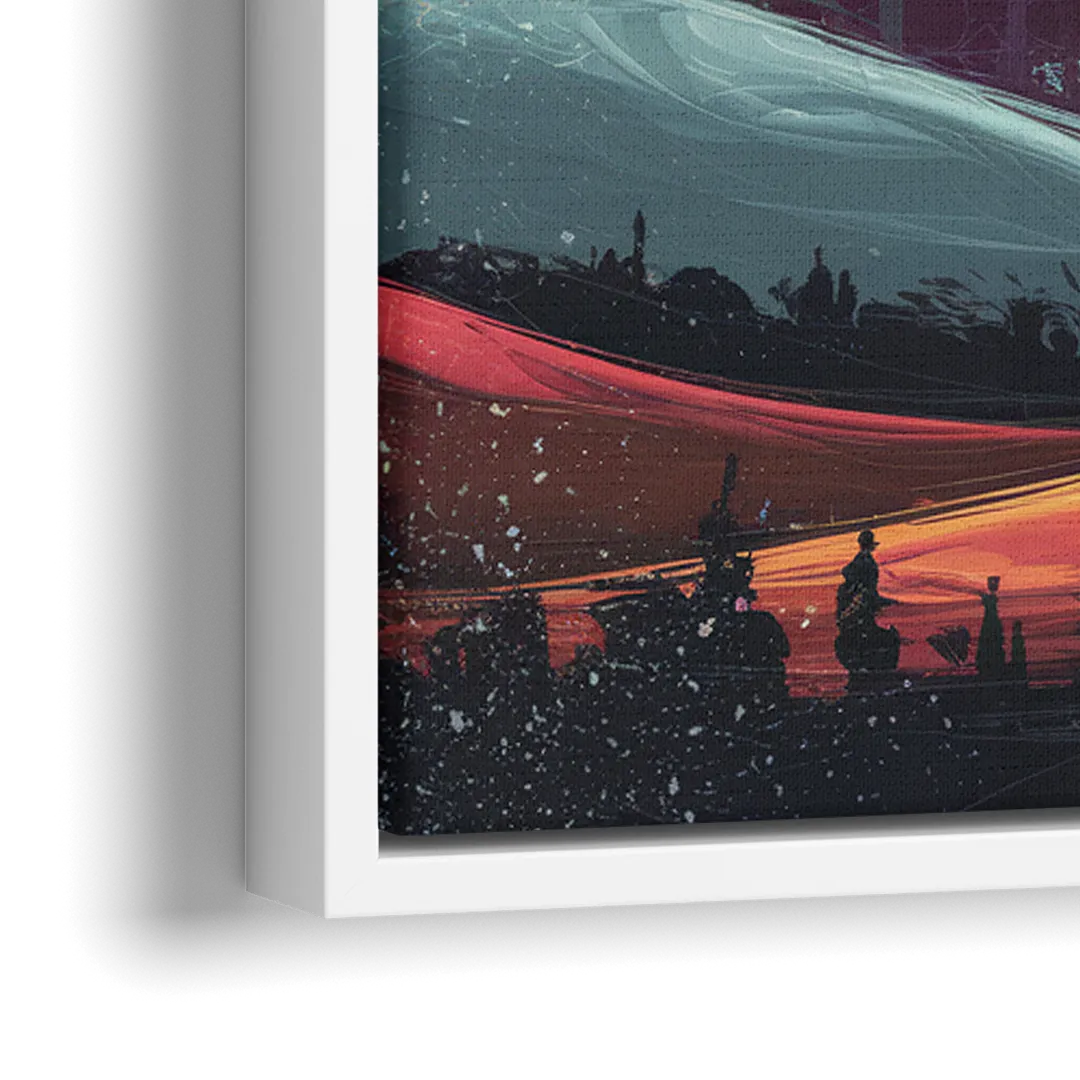 Los Angeles Skyline at Sunset - Close-Up White Frame Canvas