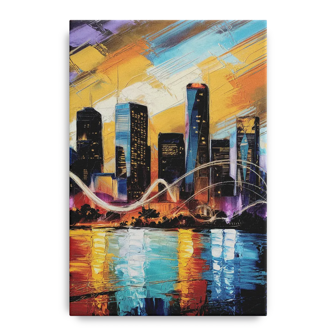 Houston Artistic Skyline - Canvas Wall Art
