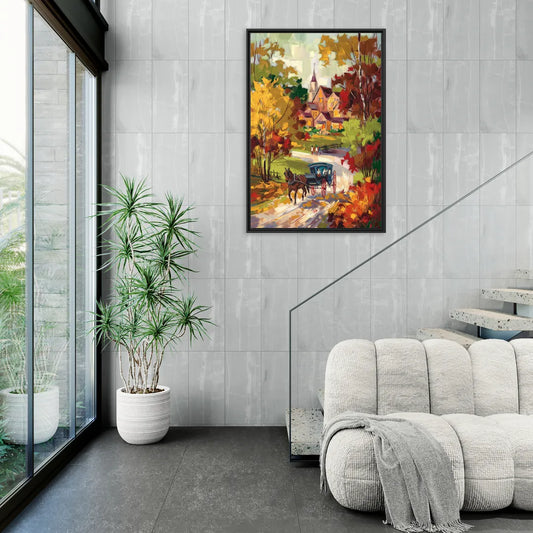 Mackinac Island Autumn Foliage - Living Room Black Frame Canvas