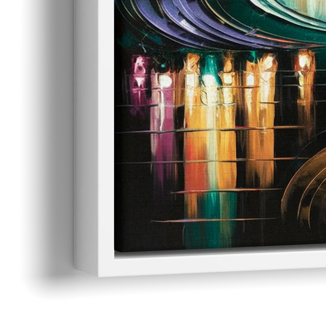 Houston Vibrant Nights - Close-Up White Frame Canvas