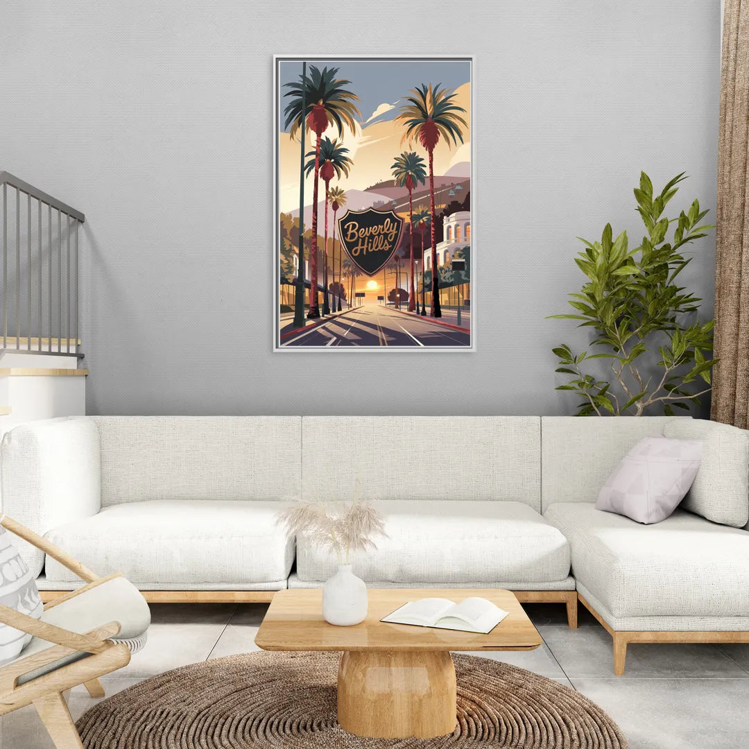 Los Angeles Beverly Hills Charm - Living Room White Frame Canvas