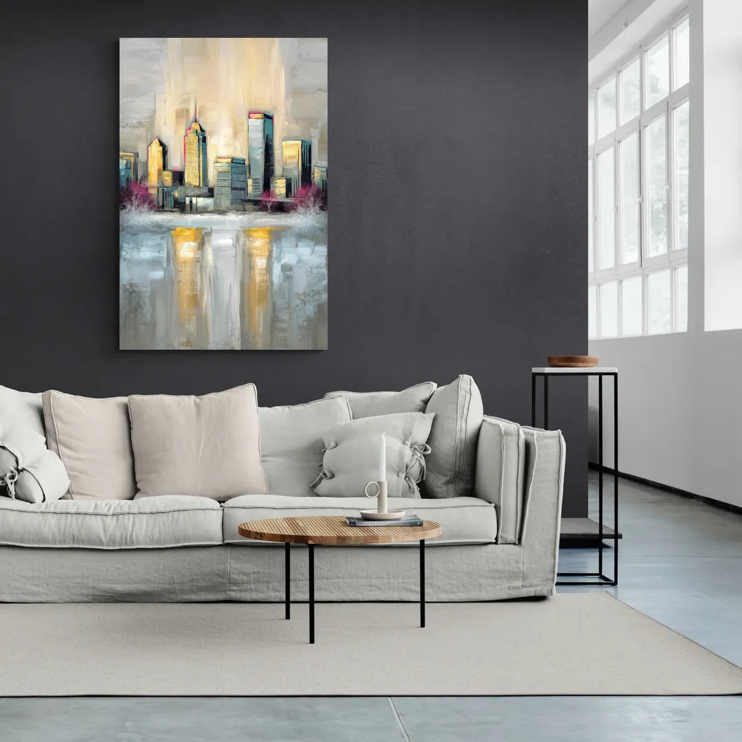 Buffalo Skyline in Winter - Canvas Wall Art Living Room