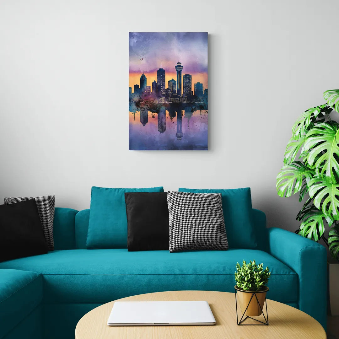 Buffalo Skyline Twilight - Canvas Wall Art Living Room