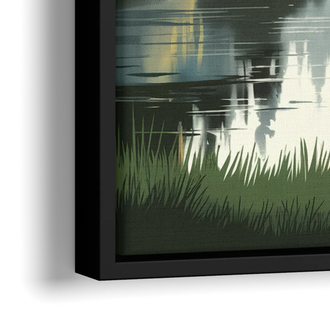 Ontario Lake Reflections - Close-Up Black Frame Canvas